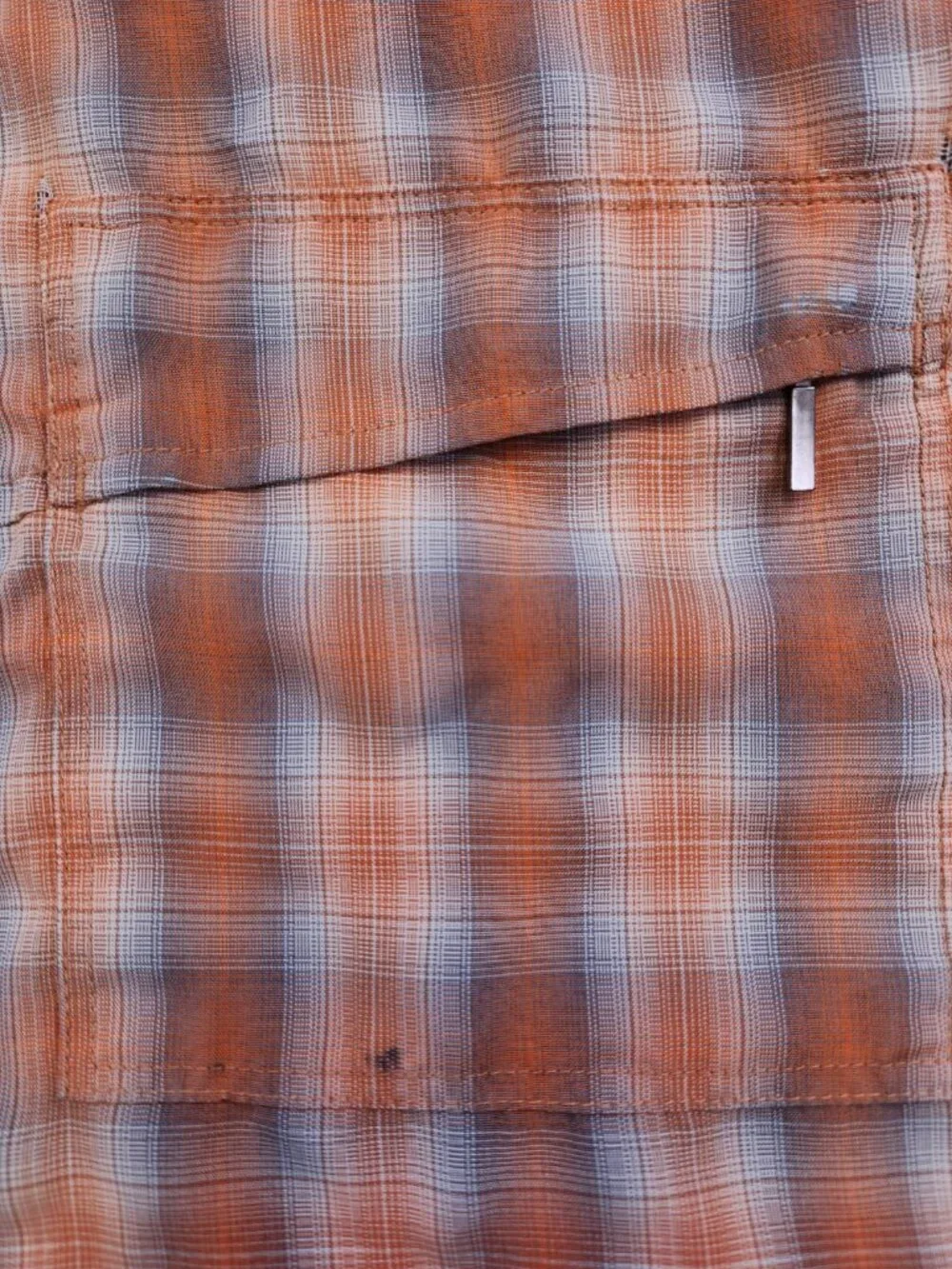 The North Face Men's Large Orange Plaid Long Sleeve Button Up Shirt Modal Blend